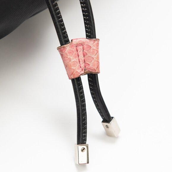 Kate Spade "Maddie" Nylon Drawstring Shoulder Bag Snakeskin Strap 2000s Black - Picture 7 of 12